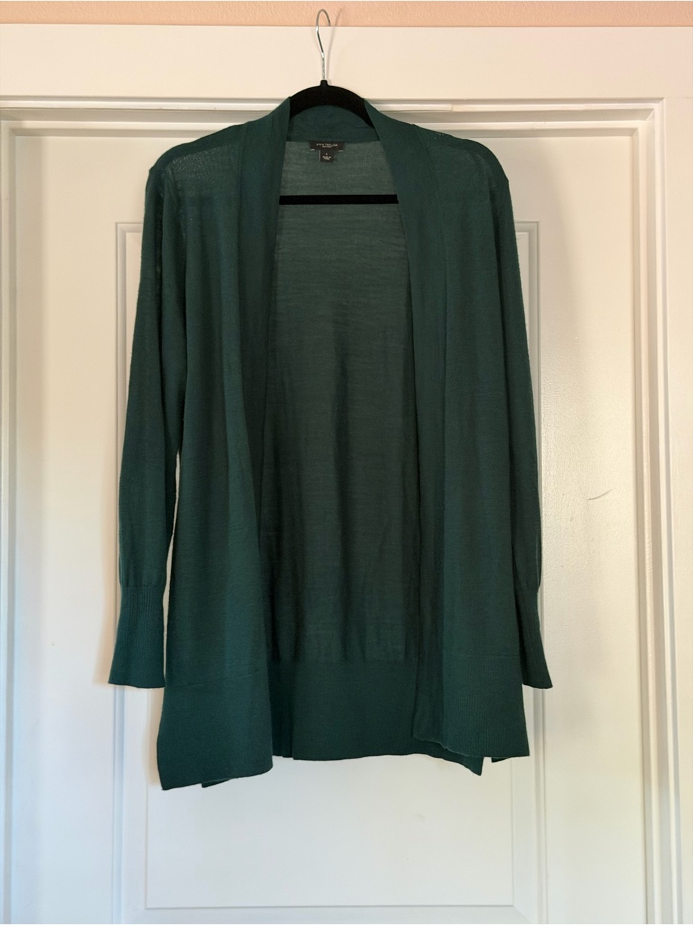 Ann Taylor Open-Front Lightweight Cardigan - Teal Green